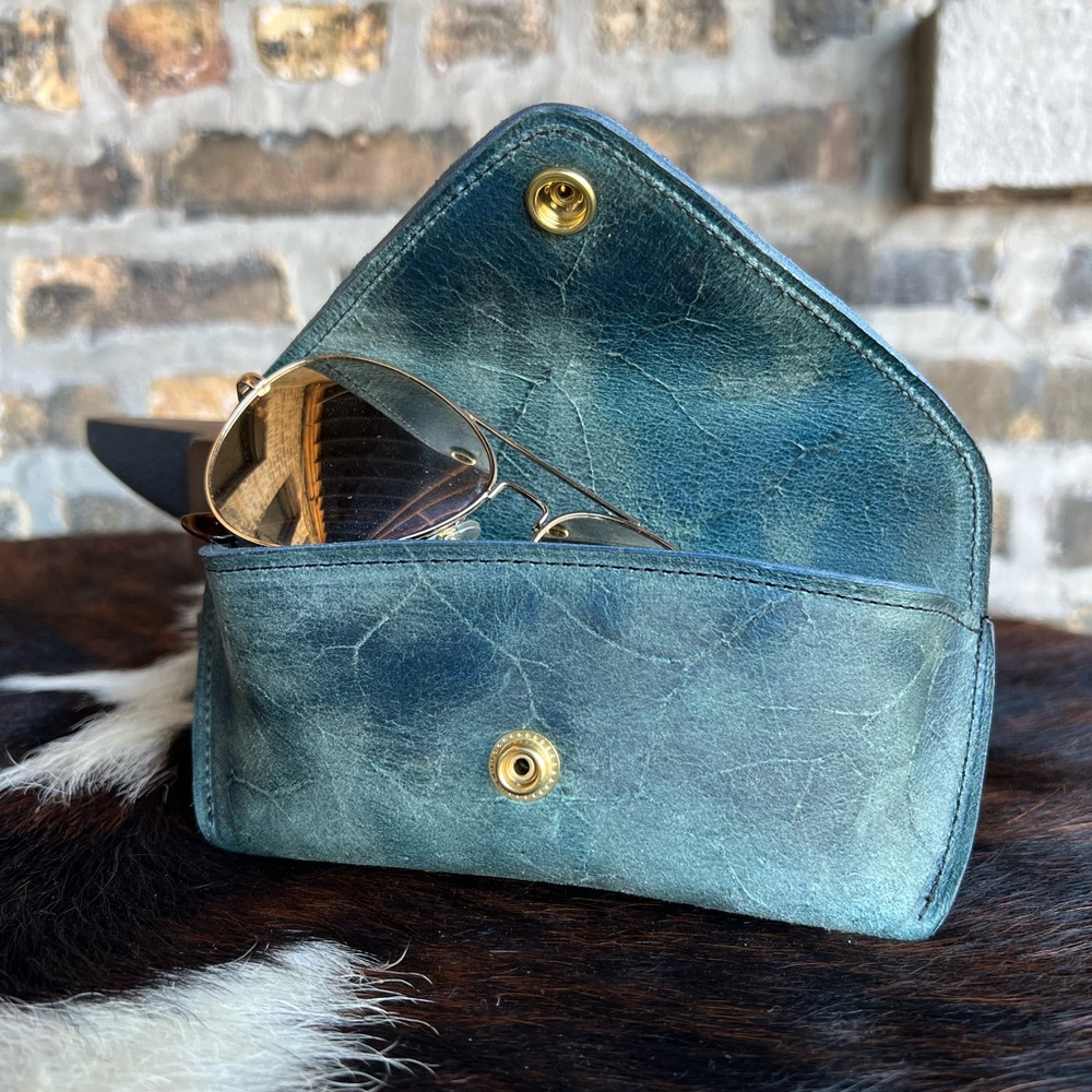 C. F. Stead leather glasses case Blue